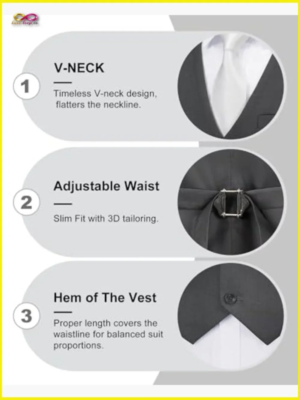Slim Fit Vest Pants Suit Set Modern Fitted Formal Casual Business Wear